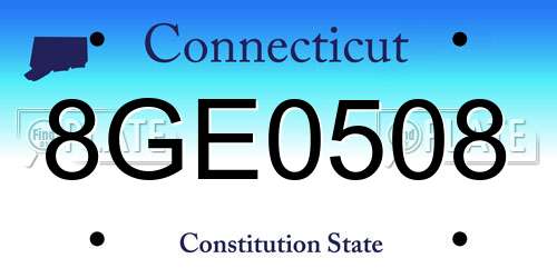 8GE0508 Connecticut License Plate