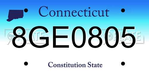 8GE0805 Connecticut License Plate