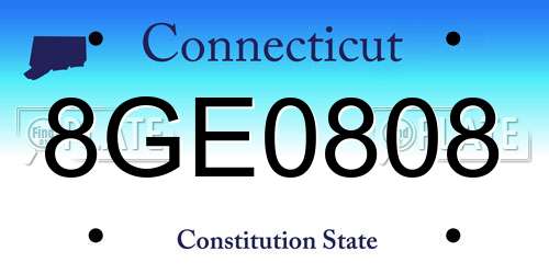 8GE0808 Connecticut License Plate
