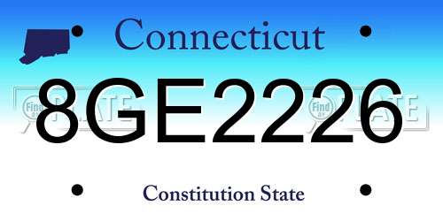 8GE2226 Connecticut License Plate