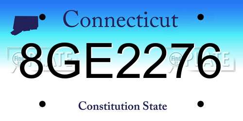 8GE2276 Connecticut License Plate