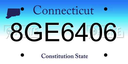 8GE6406 Connecticut License Plate