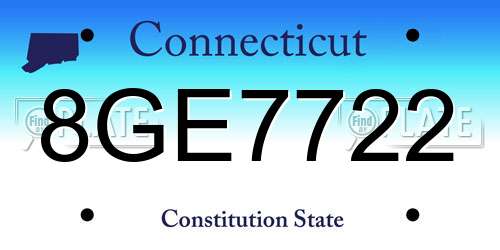 8GE7722 Connecticut License Plate