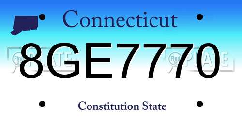 8GE7770 Connecticut License Plate