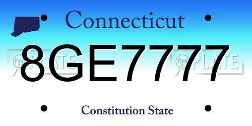 8GE7777 Connecticut License Plate