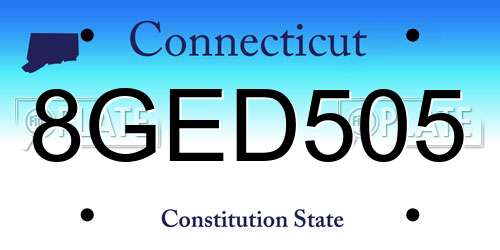 8GED505 Connecticut License Plate