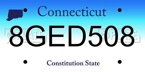 8GED508 Connecticut License Plate