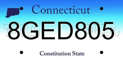 8GED805 Connecticut License Plate