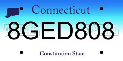 8GED808 Connecticut License Plate