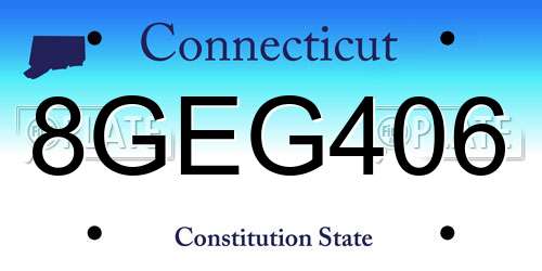 8GEG406 Connecticut License Plate
