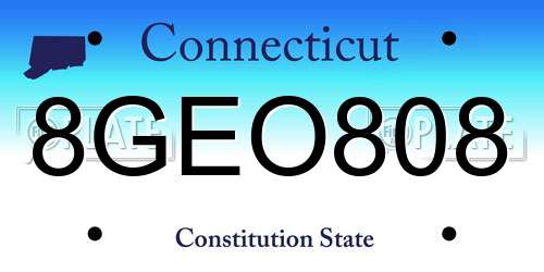 8GEO808 Connecticut License Plate