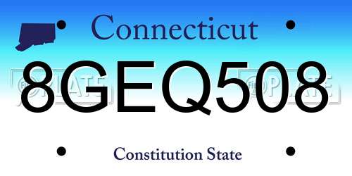 8GEQ508 Connecticut License Plate