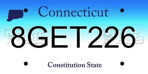 8GET226 Connecticut License Plate