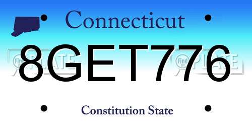 8GET776 Connecticut License Plate