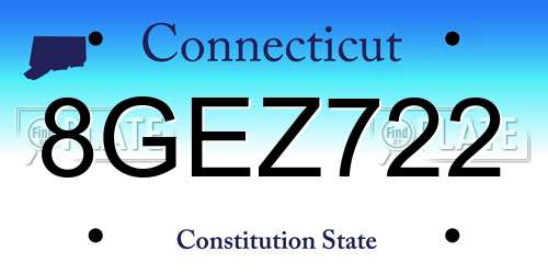 8GEZ722 Connecticut License Plate