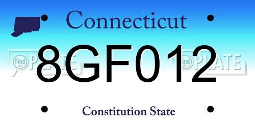 8GF012 Connecticut License Plate
