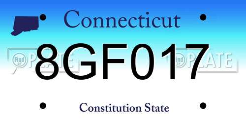 8GF017 Connecticut License Plate
