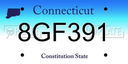 8GF391 Connecticut License Plate