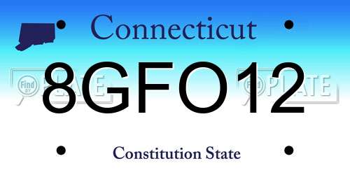 8GFO12 Connecticut License Plate