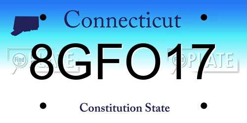 8GFO17 Connecticut License Plate