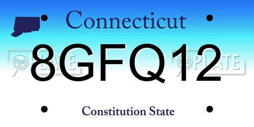 8GFQ12 Connecticut License Plate