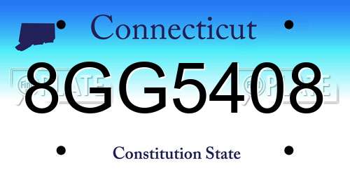8GG5408 Connecticut License Plate