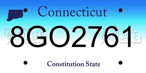 8GO2761 Connecticut License Plate
