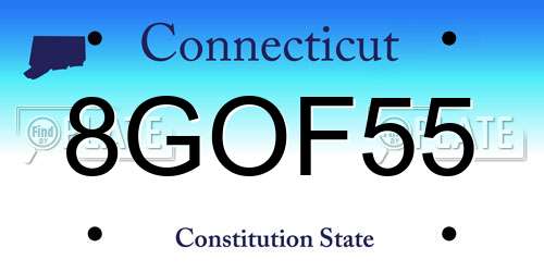 8GOF55 Connecticut License Plate