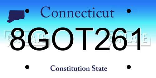 8GOT261 Connecticut License Plate