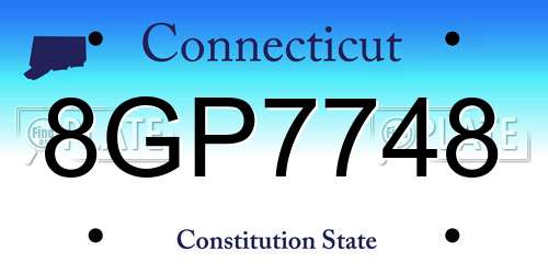 8GP7748 Connecticut License Plate