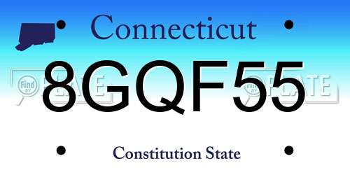 8GQF55 Connecticut License Plate