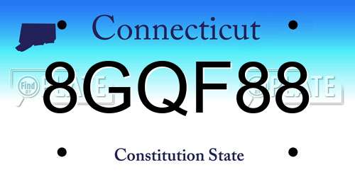 8GQF88 Connecticut License Plate