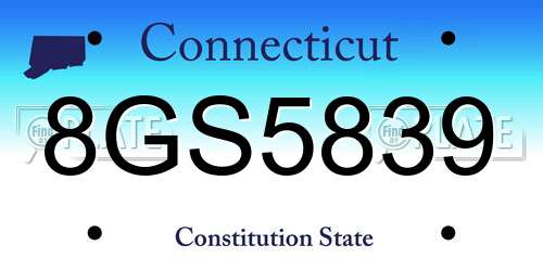 8GS5839 Connecticut License Plate