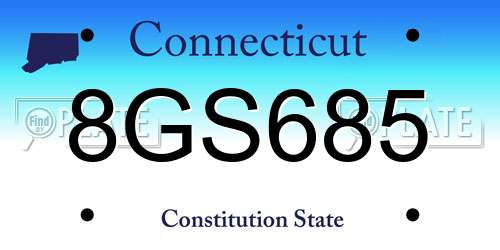 8GS685 Connecticut License Plate