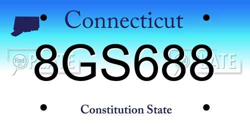 8GS688 Connecticut License Plate