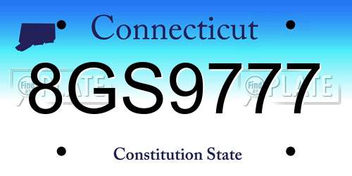 8GS9777 Connecticut License Plate