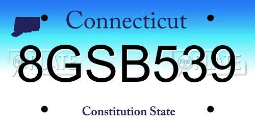 8GSB539 Connecticut License Plate