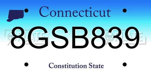8GSB839 Connecticut License Plate