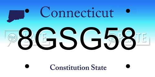 8GSG58 Connecticut License Plate