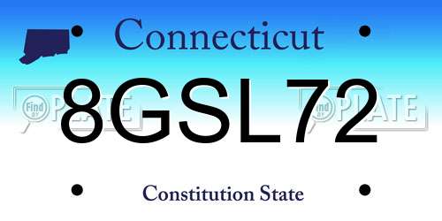 8GSL72 Connecticut License Plate