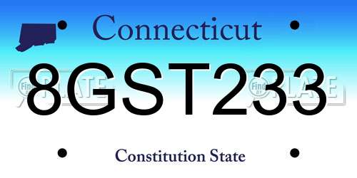 8GST233 Connecticut License Plate