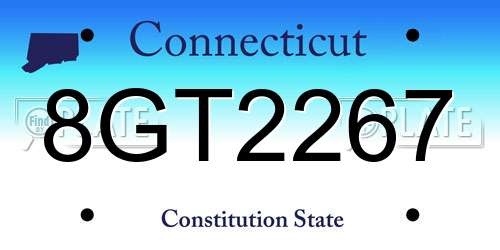 8GT2267 Connecticut License Plate