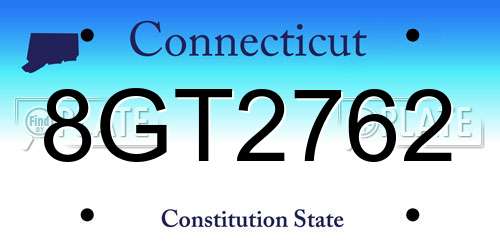 8GT2762 Connecticut License Plate