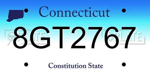 8GT2767 Connecticut License Plate