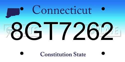 8GT7262 Connecticut License Plate