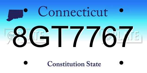 8GT7767 Connecticut License Plate