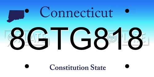 8GTG818 Connecticut License Plate