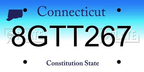 8GTT267 Connecticut License Plate