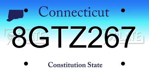 8GTZ267 Connecticut License Plate