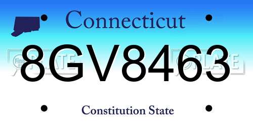 8GV8463 Connecticut License Plate